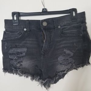 Express black distressed denim shorts
